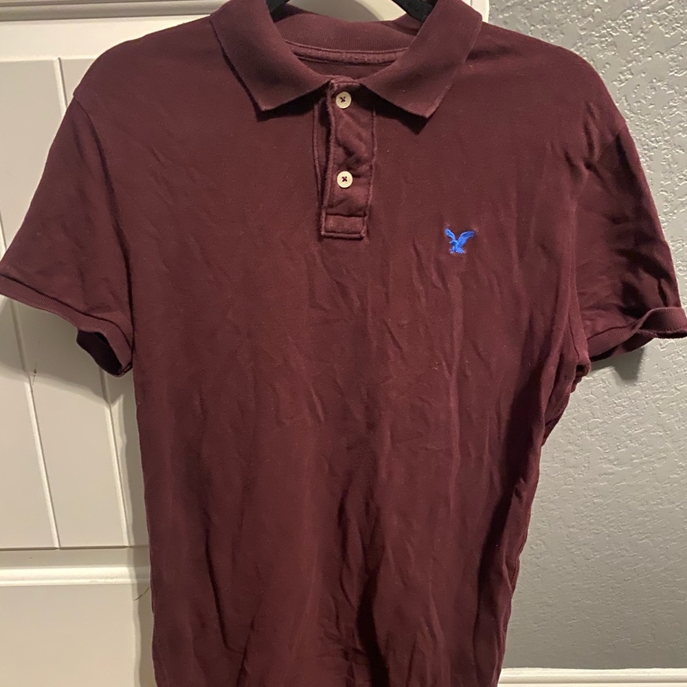 Burgundy American eagle polo size medium
